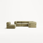 LUNA - 5 Seat corner sofa - Right - Corduroy Lime