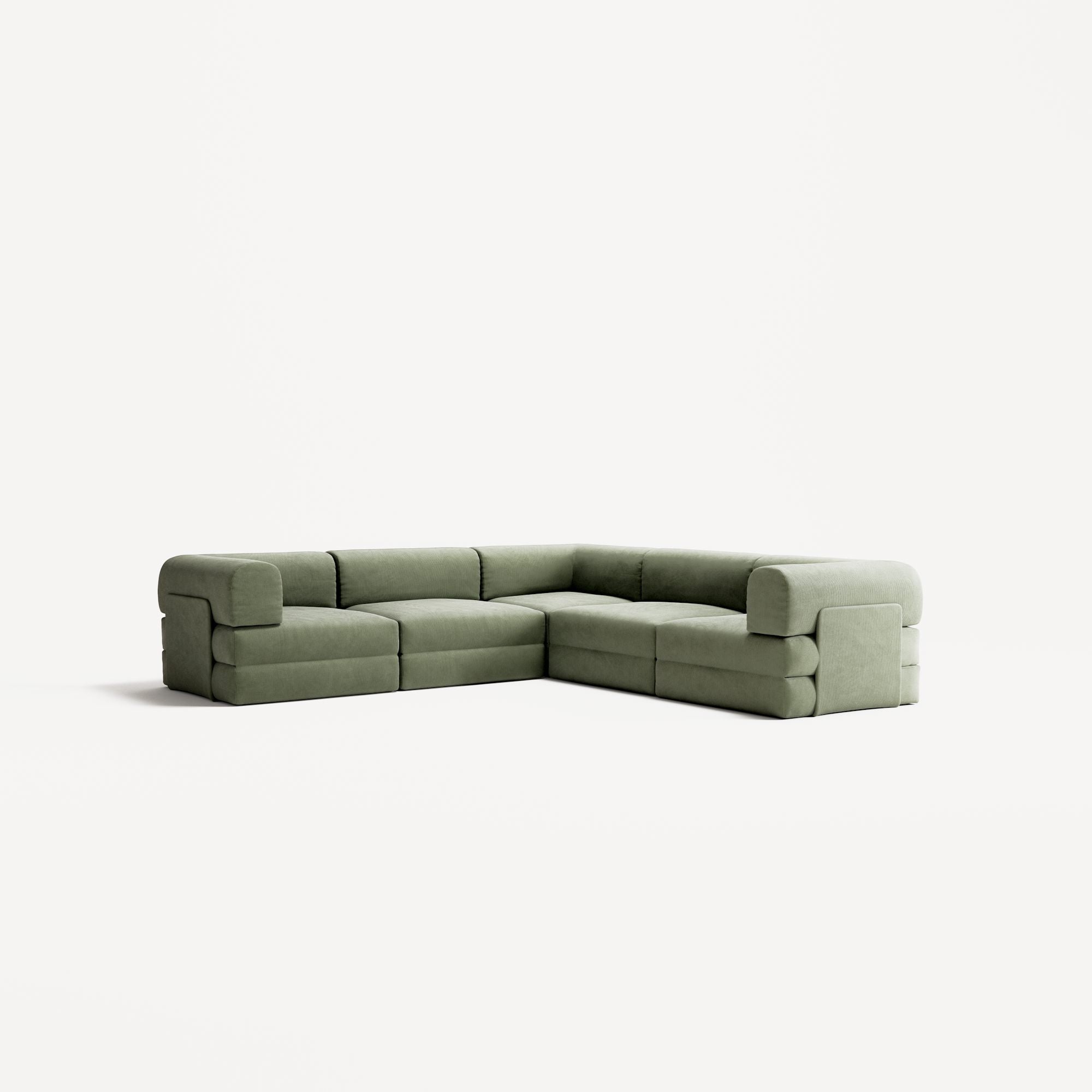 LUNA - 5 Seat corner sofa - Right - Corduroy Moss Green