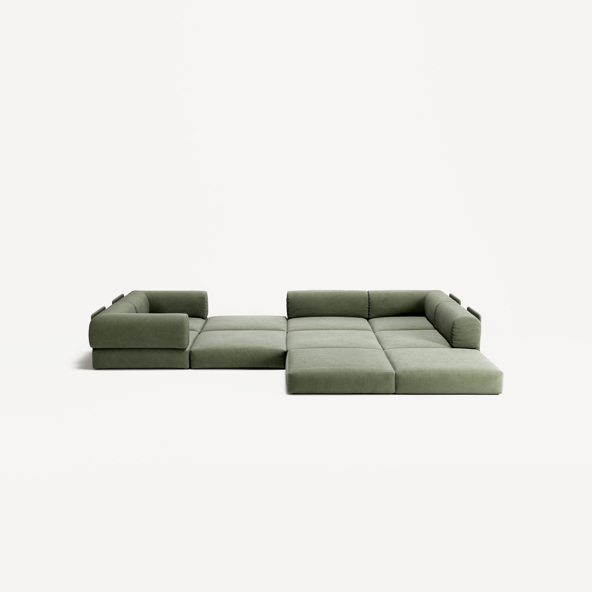 LUNA - 5 Seat corner sofa - Right - Corduroy Moss Green