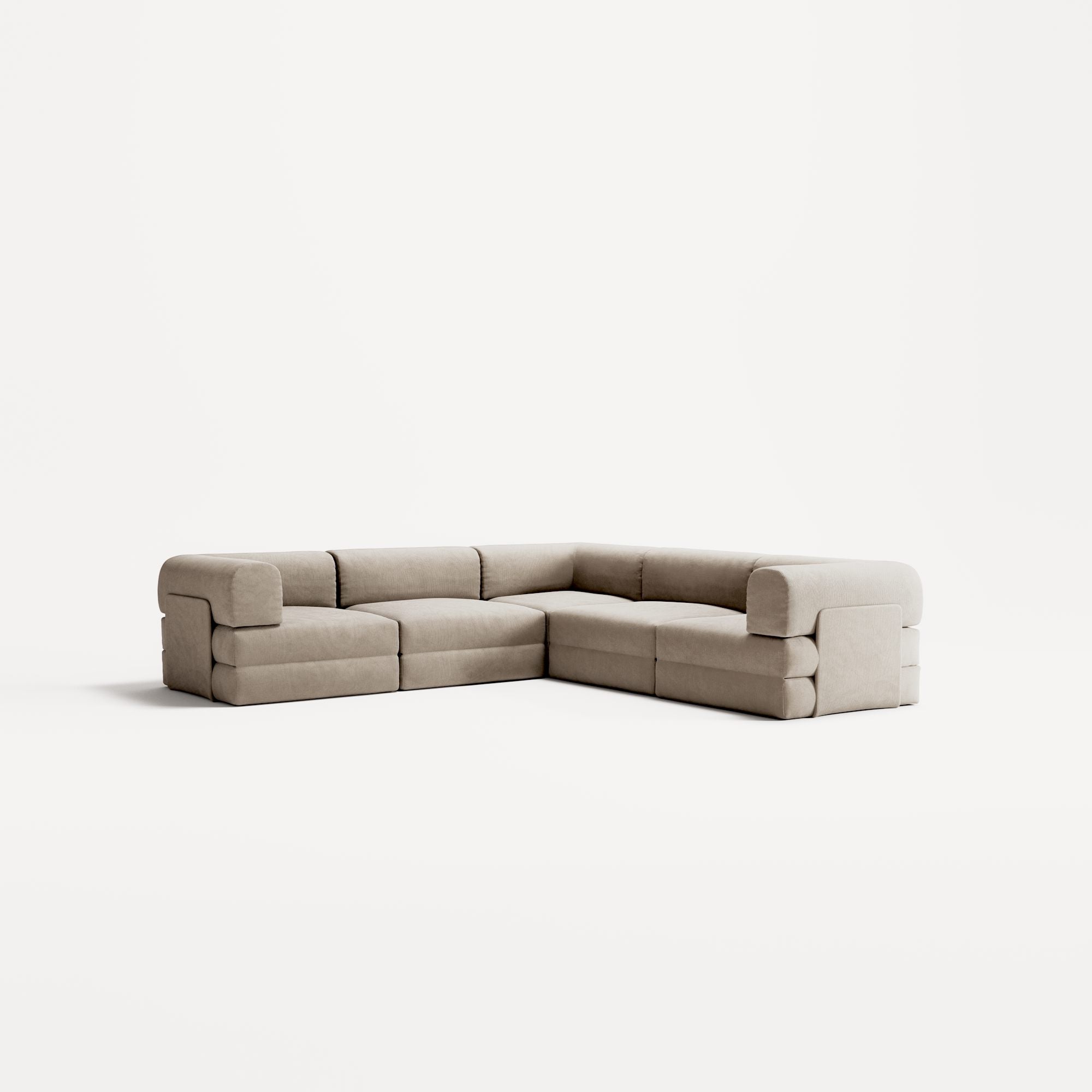 LUNA - 5 Seat corner sofa - Right - Corduroy Pale Beige