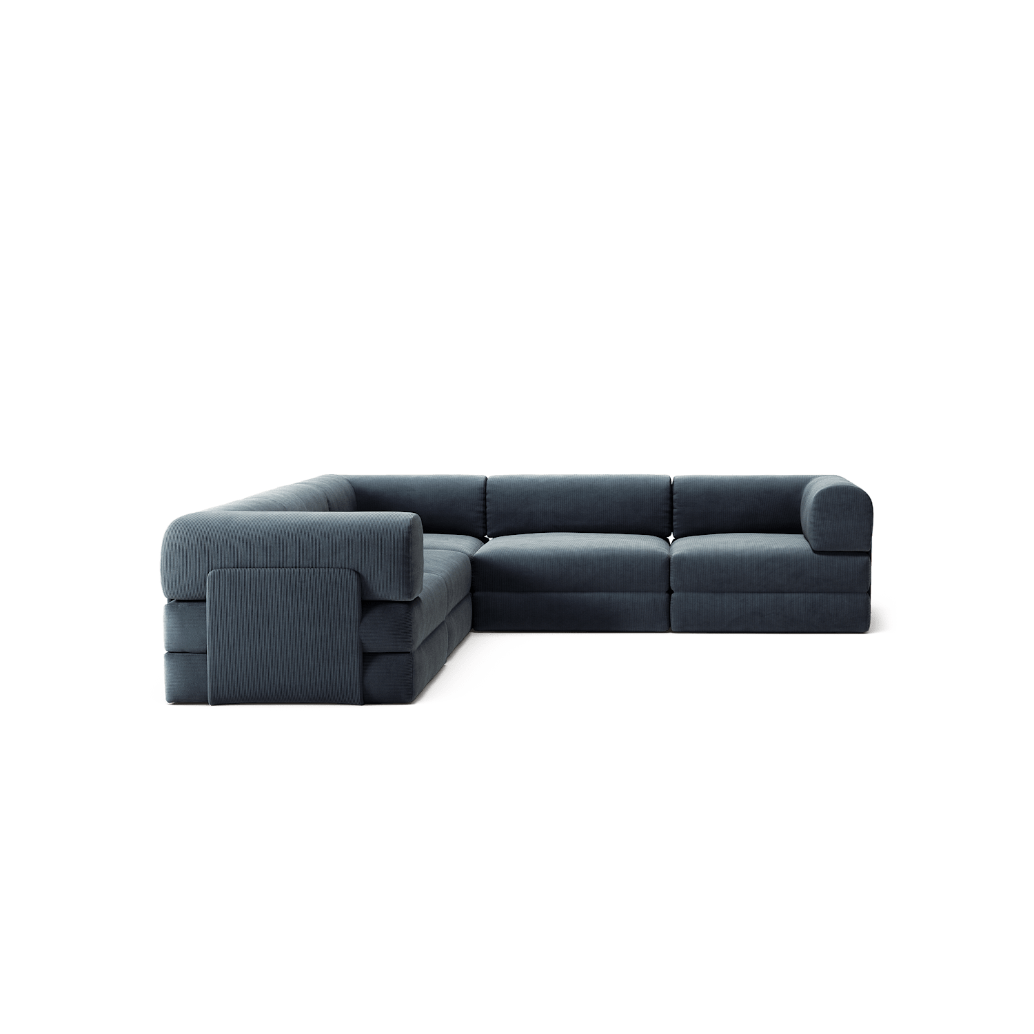 LUNA - 5 Seat corner sofa - Left - Corduroy Dark Blue