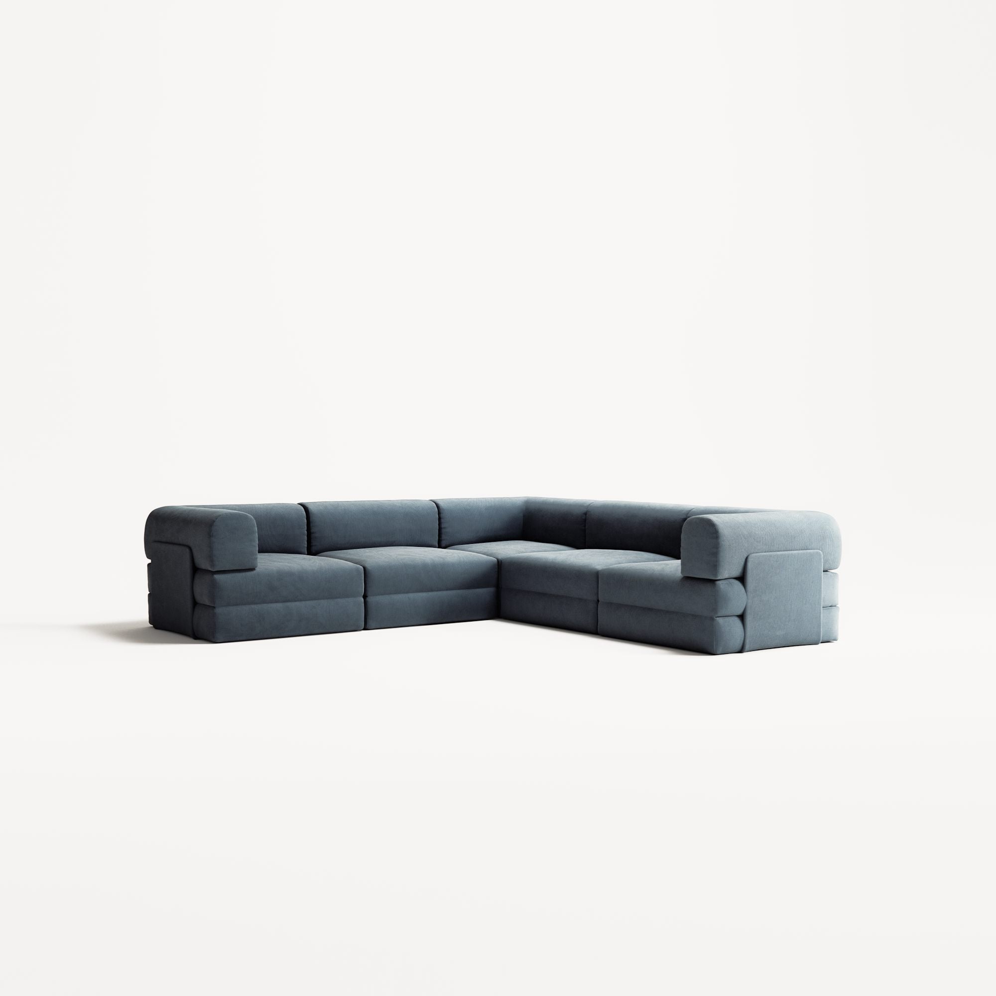 LUNA - 5 Seat corner sofa - Right - Corduroy Dark Blue