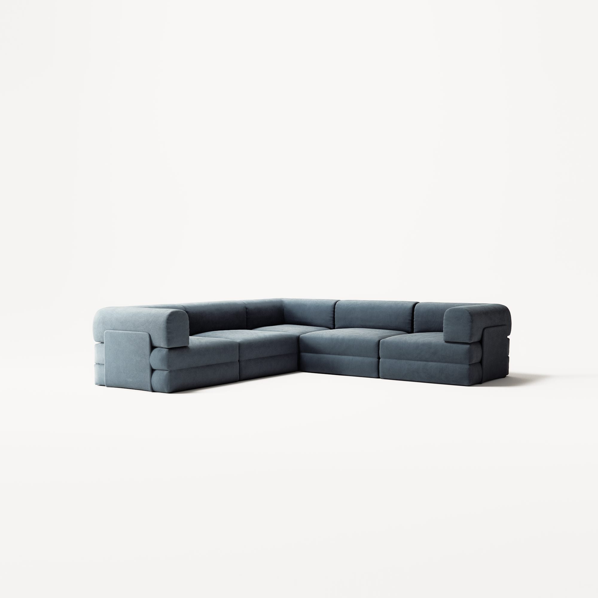 LUNA - 5 Seat corner sofa - Left - Corduroy Dark Blue
