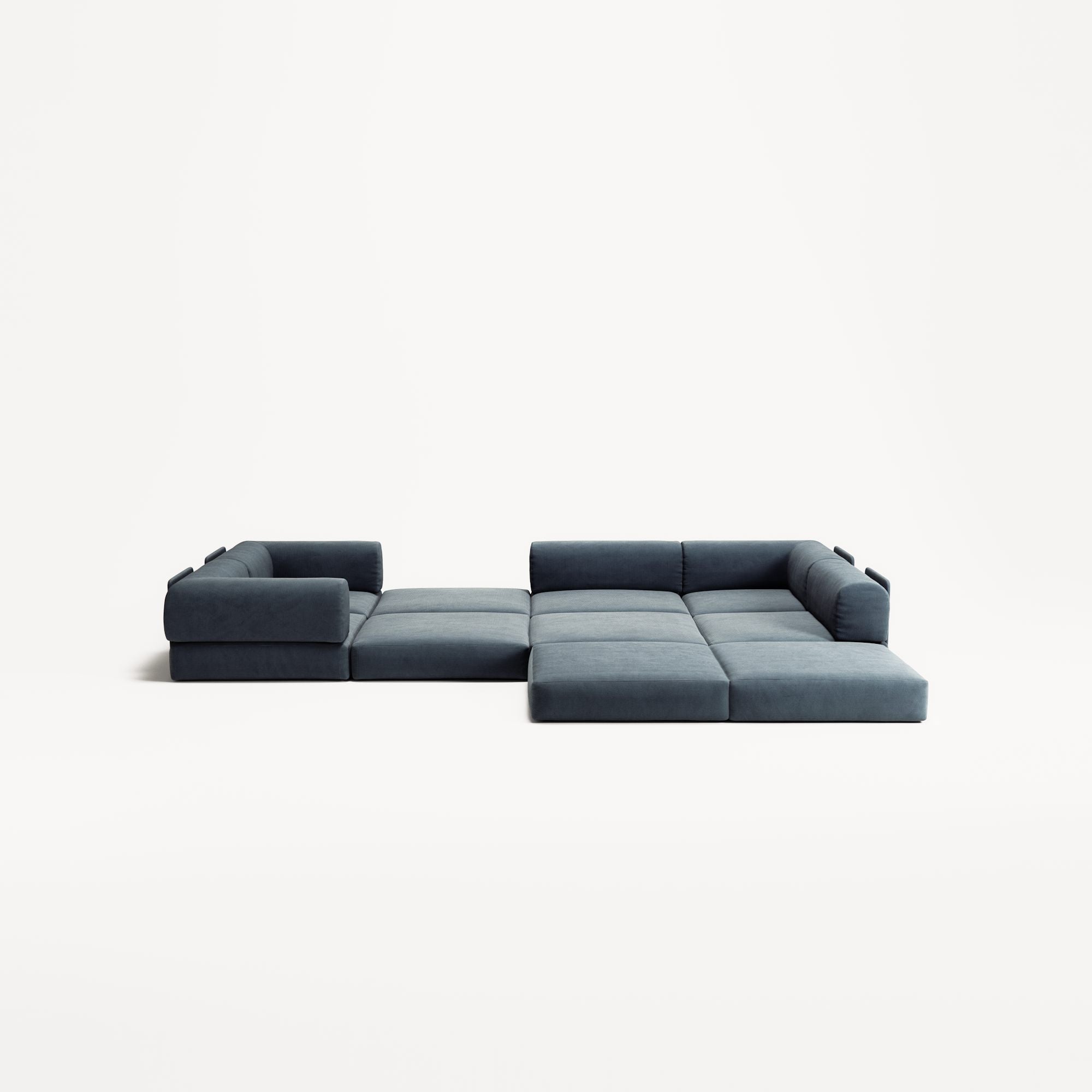 LUNA - 5 Seat corner sofa - Right - Corduroy Dark Blue