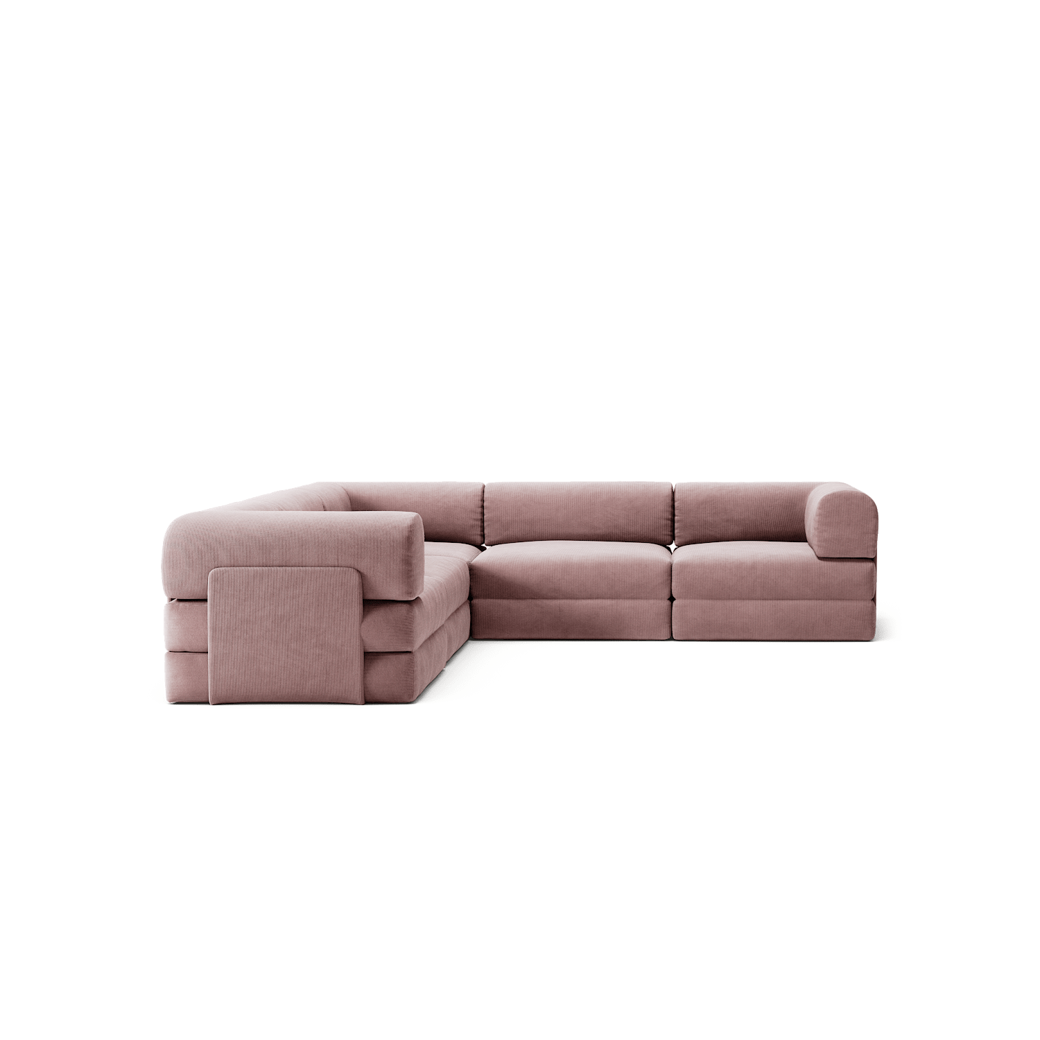 LUNA - 5 Seat corner sofa - Left - Corduroy Soft Pink