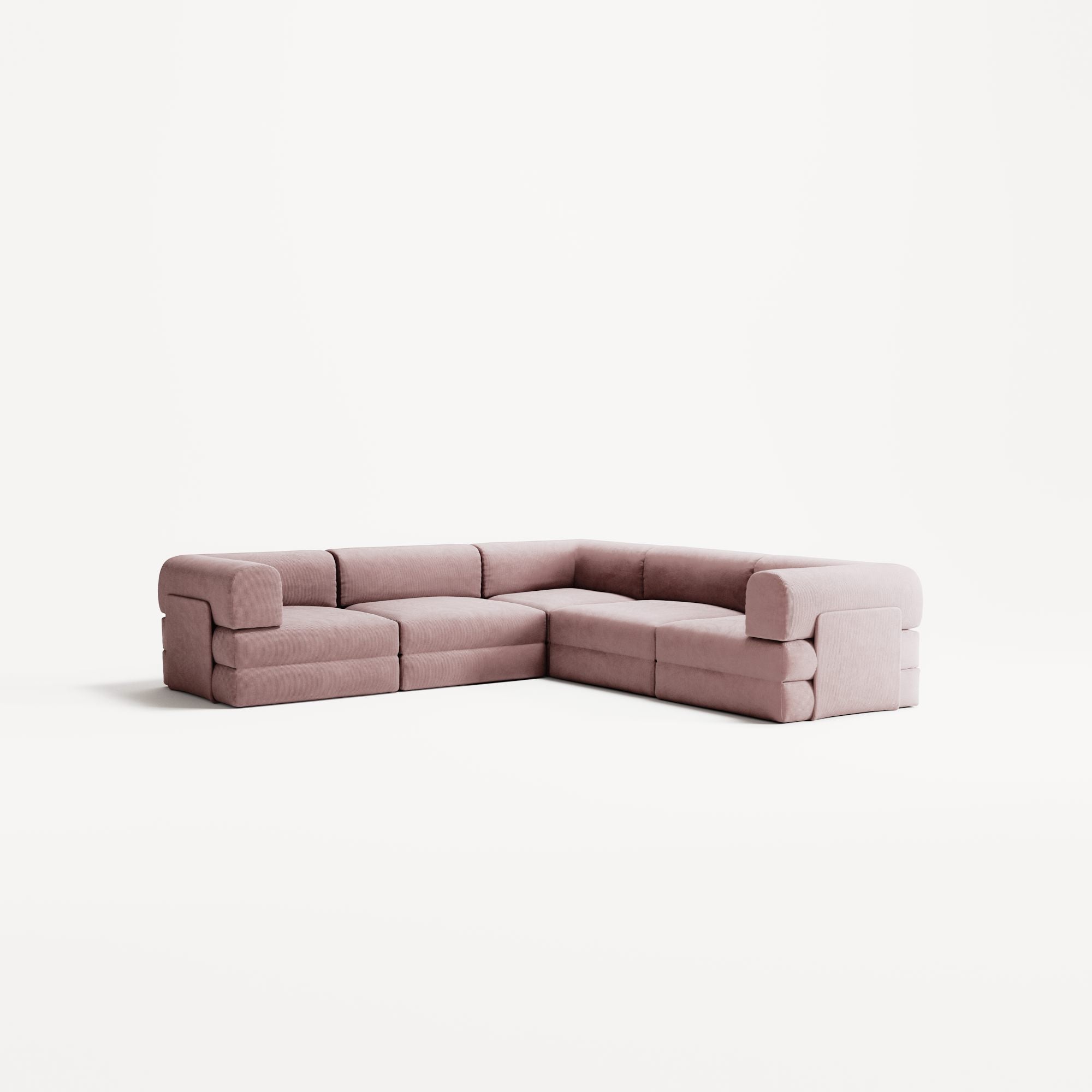 LUNA - 5 Seat corner sofa - Right - Corduroy Soft Pink