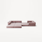 LUNA - 5 Seat corner sofa - Left - Corduroy Soft Pink