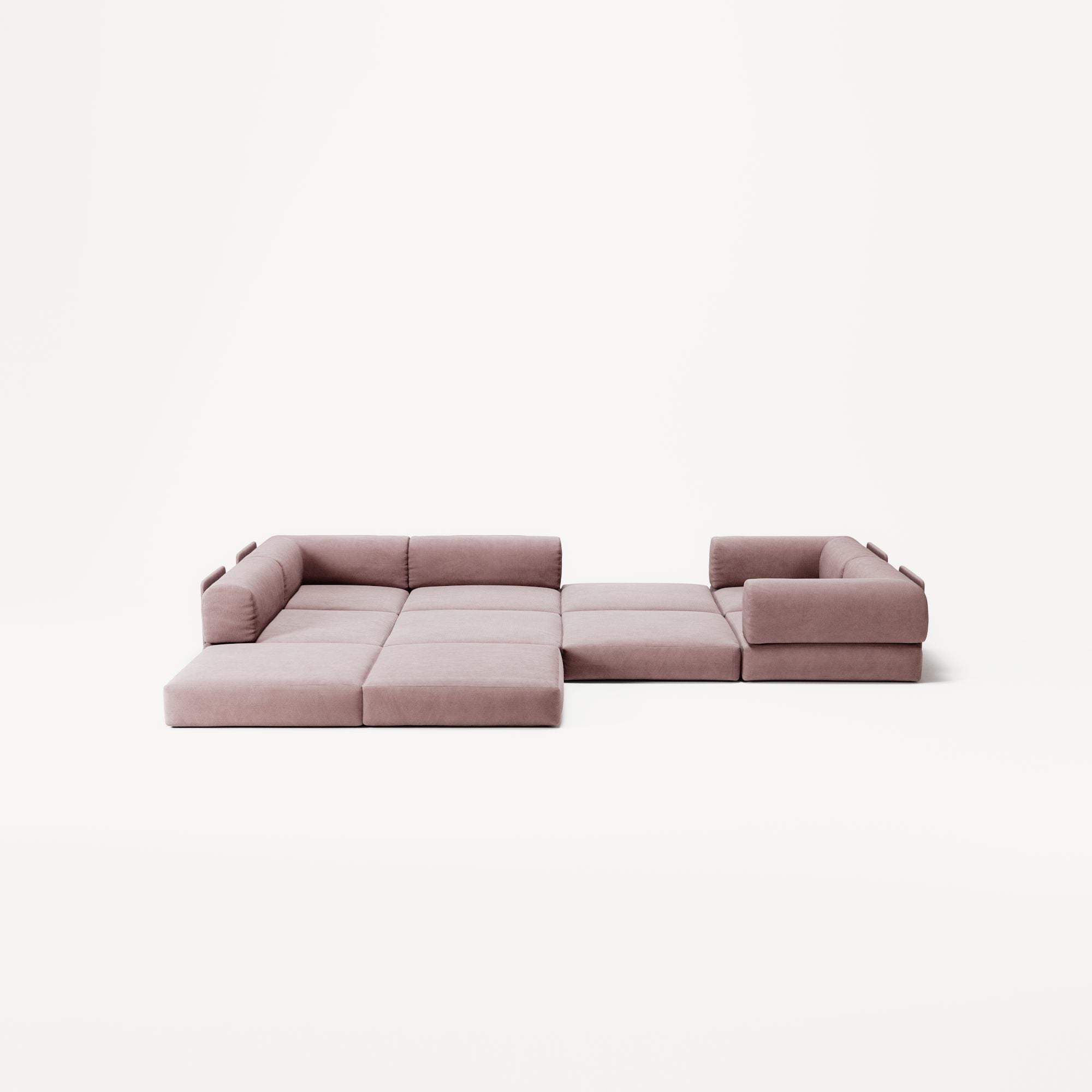 LUNA - 5 Seat corner sofa - Left - Corduroy Soft Pink