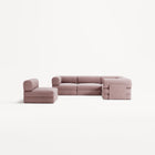 LUNA - 5 Seat corner sofa - Right - Corduroy Soft Pink