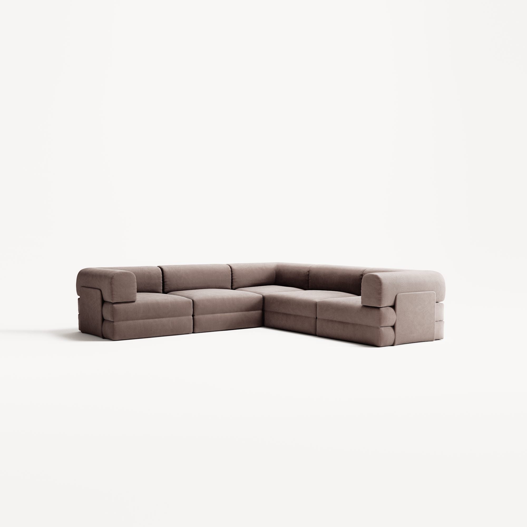 LUNA - 5 Seat corner sofa - Right - Corduroy Warm Brown