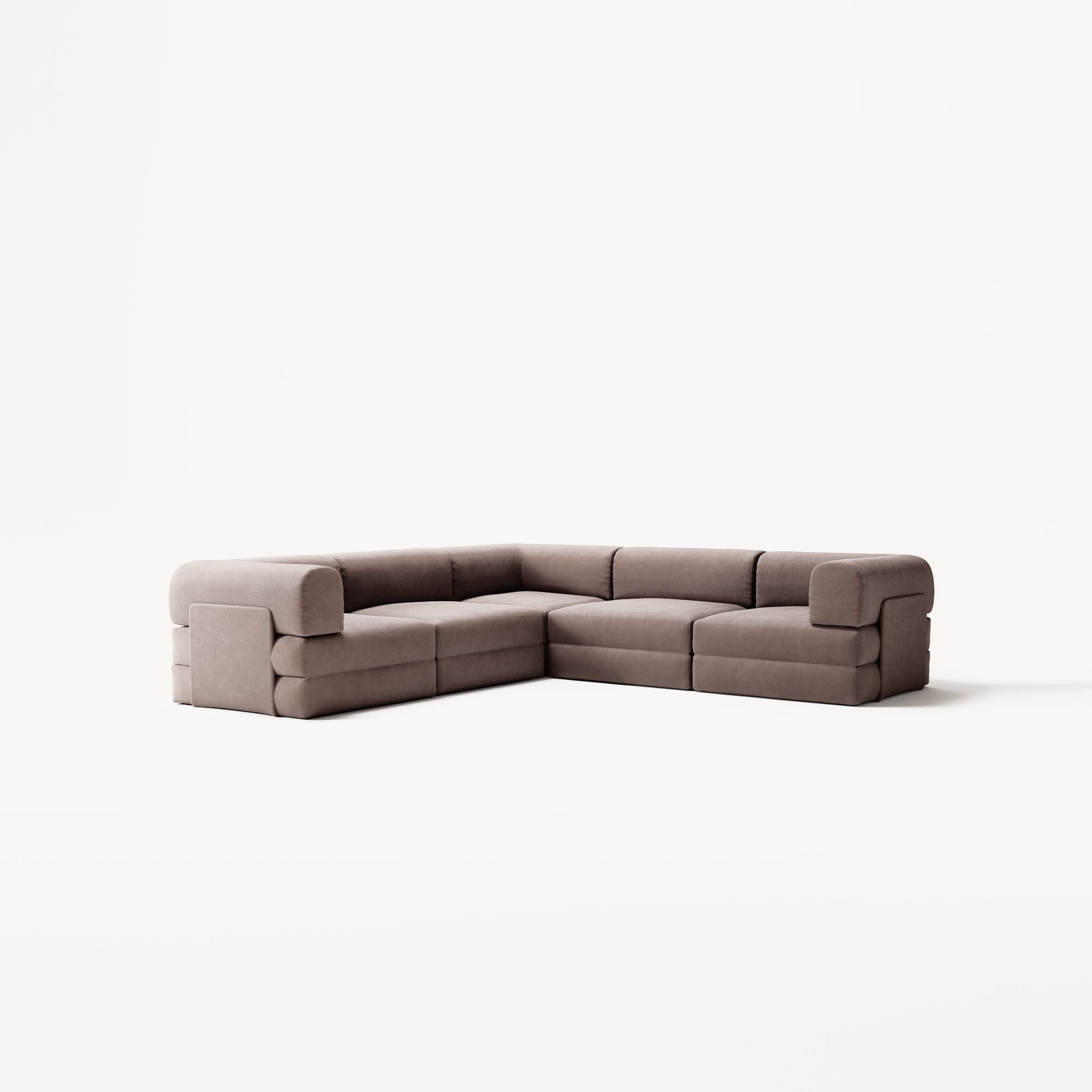 LUNA - 5 Seat corner sofa - Left - Corduroy Warm Brown