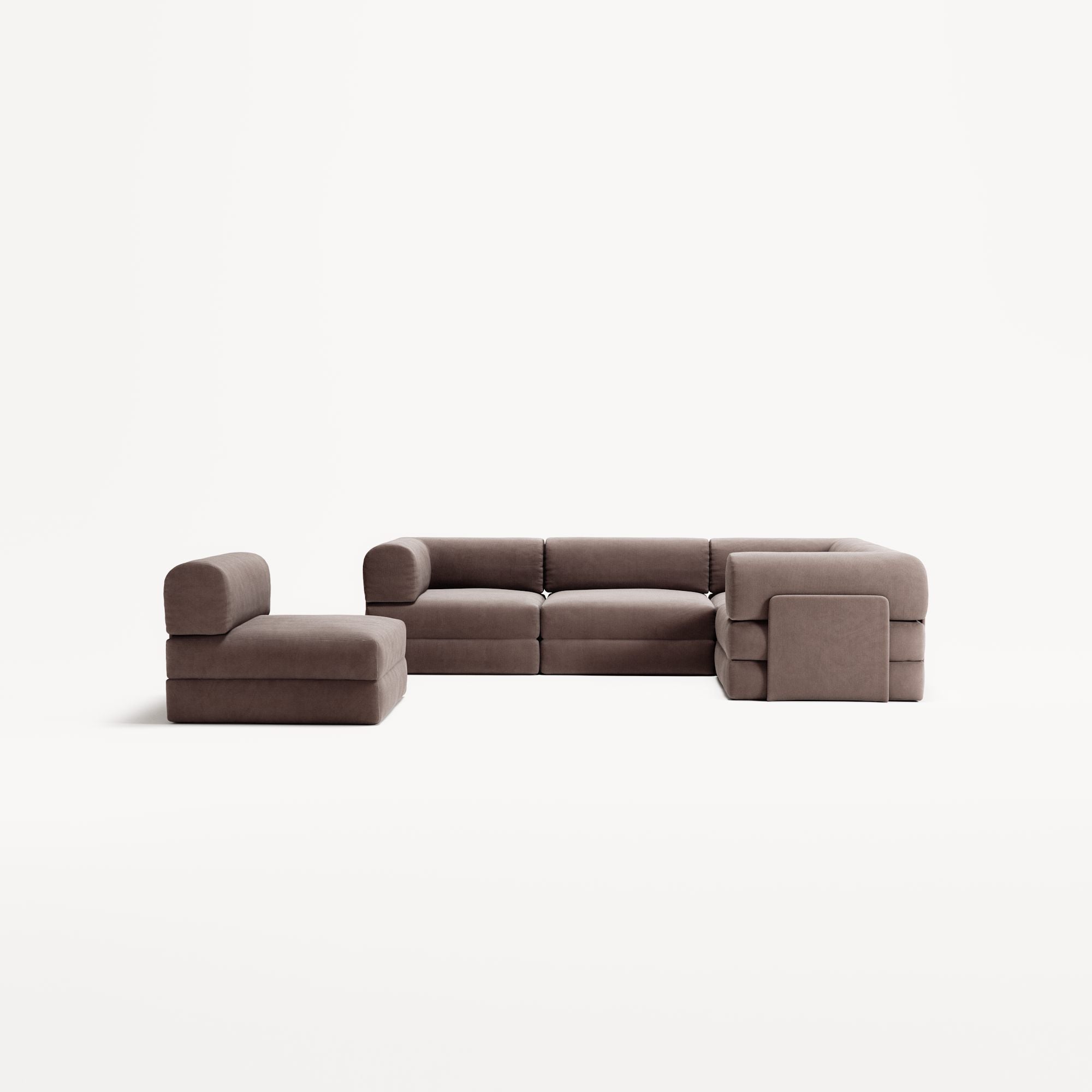 LUNA - 5 Seat corner sofa - Right - Corduroy Warm Brown