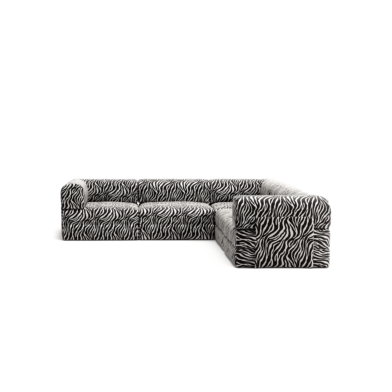 LUNA - 5 Seat corner sofa - Right - Chenille Jacquard Zebra Black Whit ...