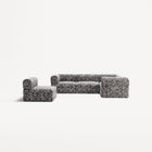 LUNA - 5 Seat corner sofa - Right - Chenille Jacquard Zebra Black White