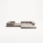 LUNA - 5 Seat corner sofa - Right - Chenille Jacquard Zebra Brown White