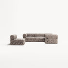 LUNA - 5 Seat corner sofa - Right - Chenille Jacquard Zebra Brown White