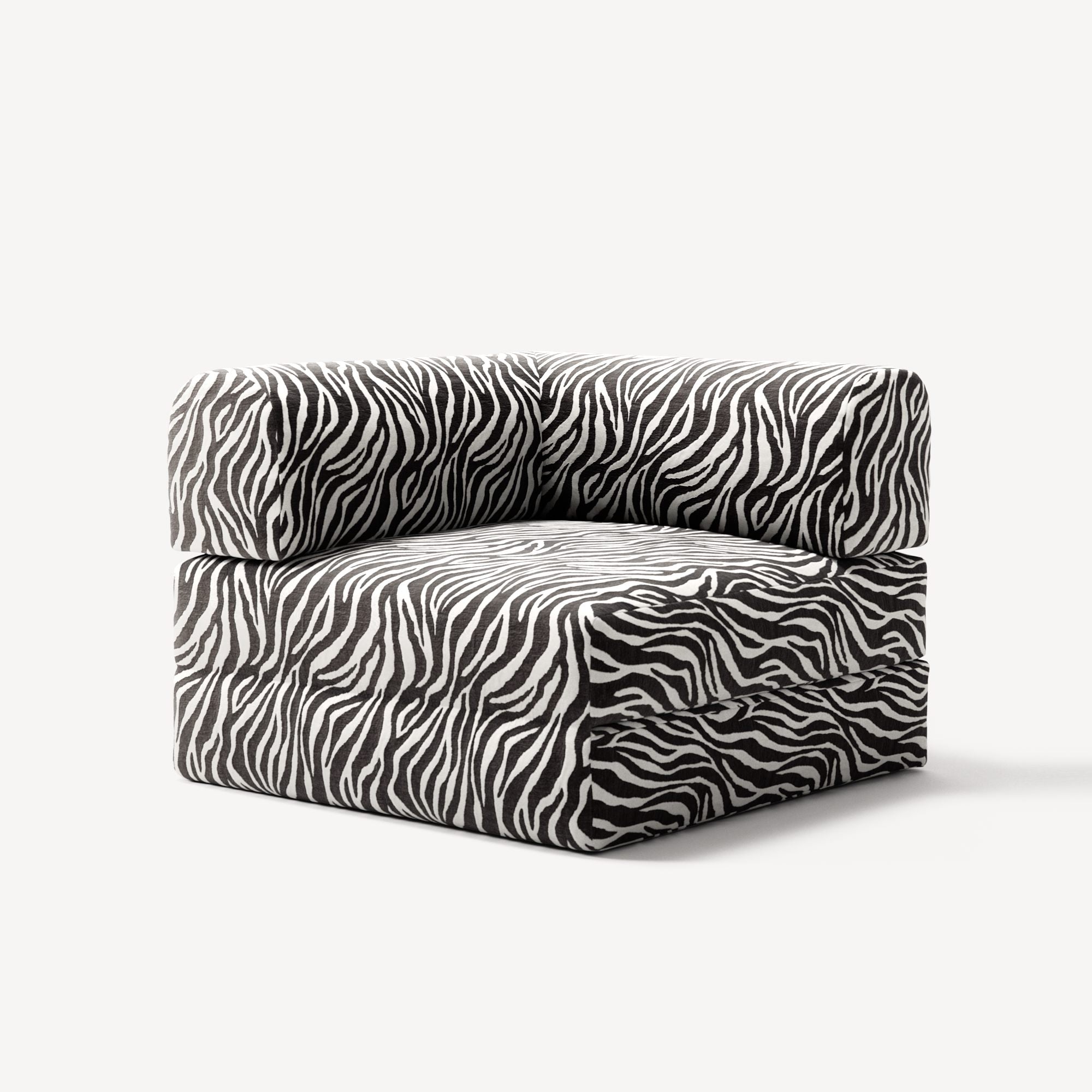 LUNA - Corner - Chenille Jacquard Zebra Black White