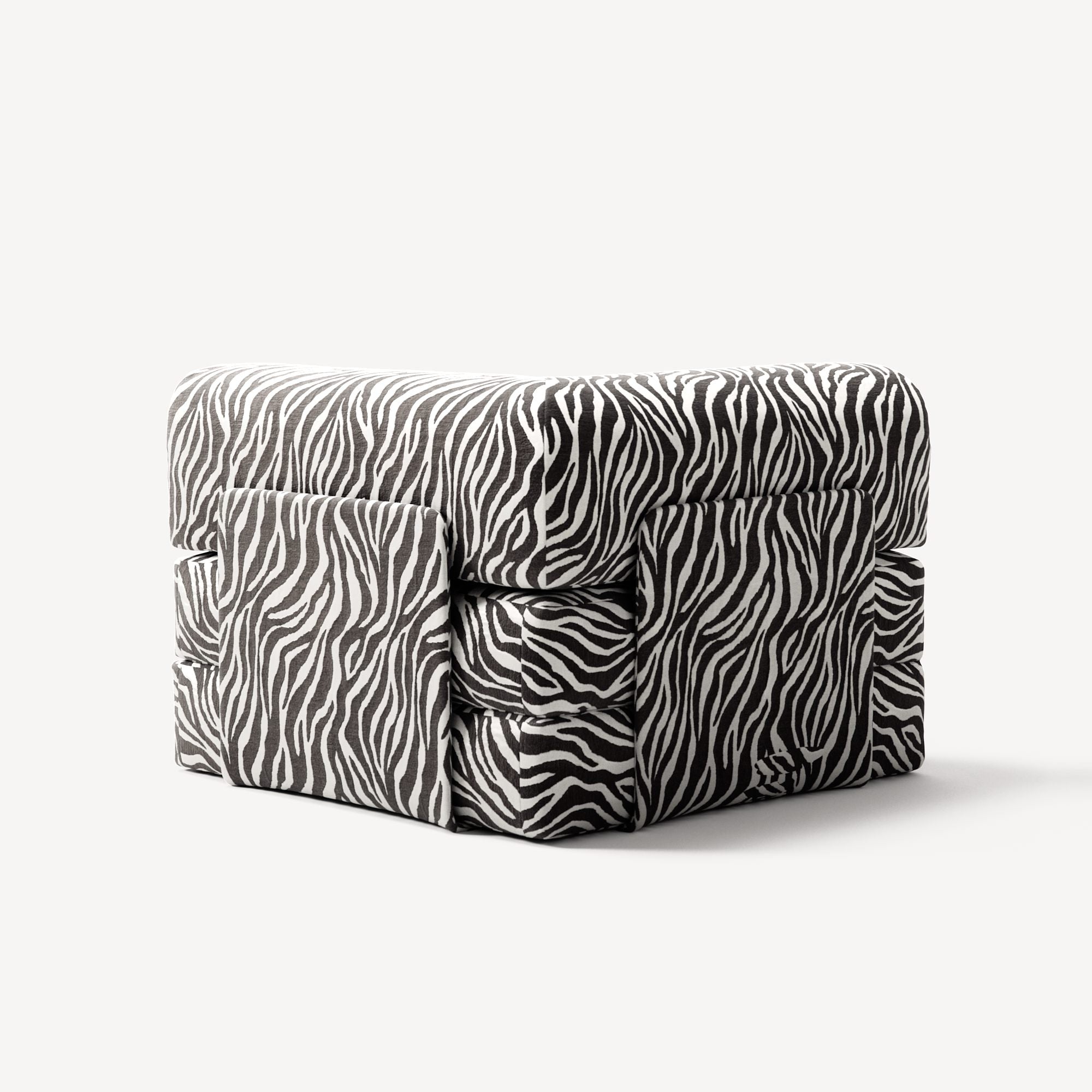 LUNA - Corner - Chenille Jacquard Zebra Black White