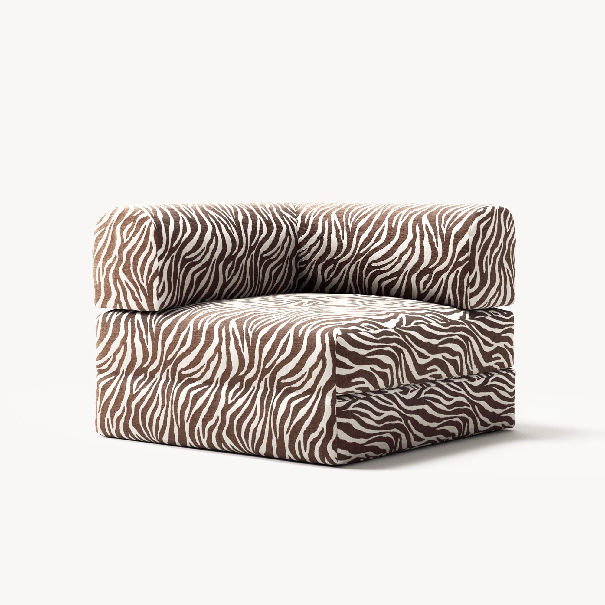 LUNA - Corner - Chenille Jacquard Zebra Brown White