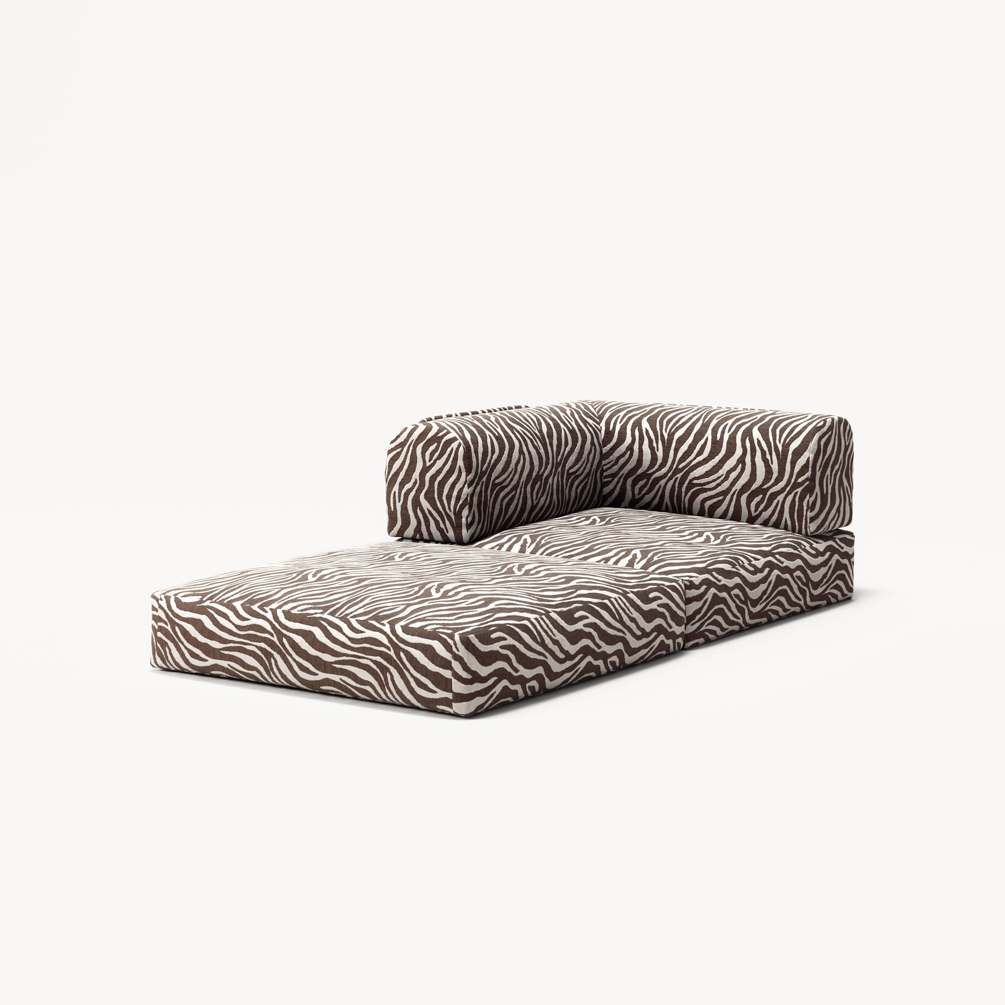 LUNA - Corner - Chenille Jacquard Zebra Brown White