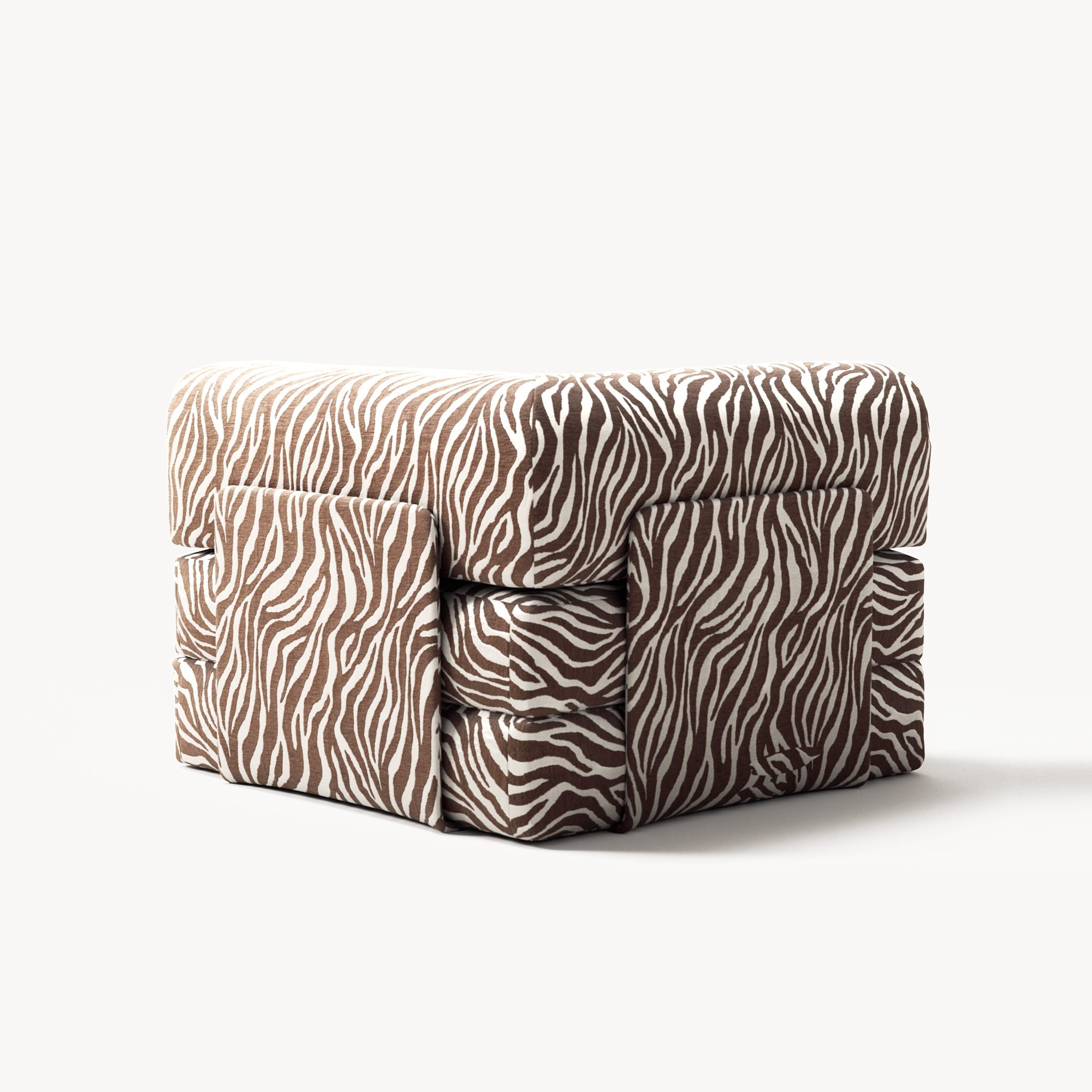 LUNA - Corner - Chenille Jacquard Zebra Brown White