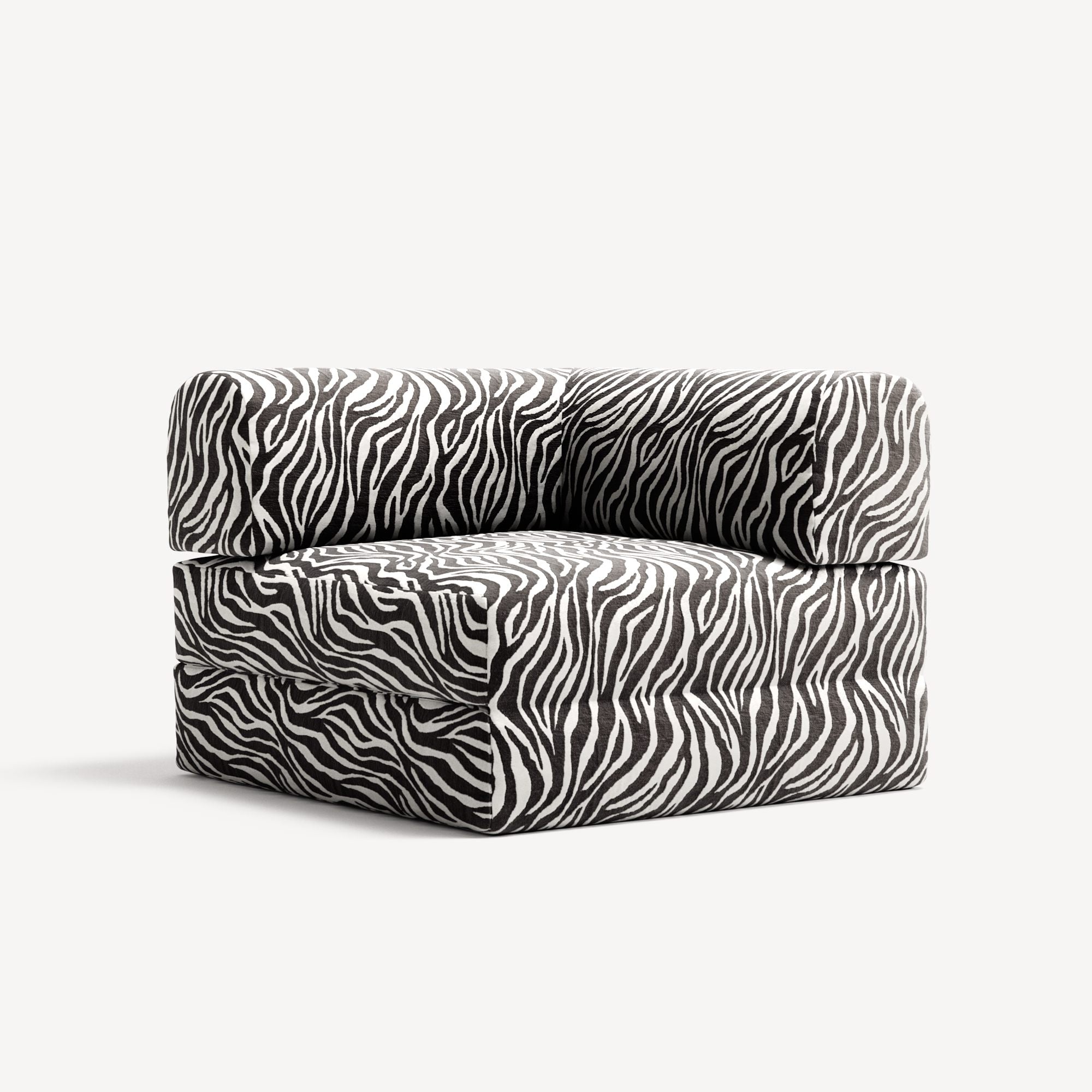 LUNA - Corner - Chenille Jacquard Zebra Black White