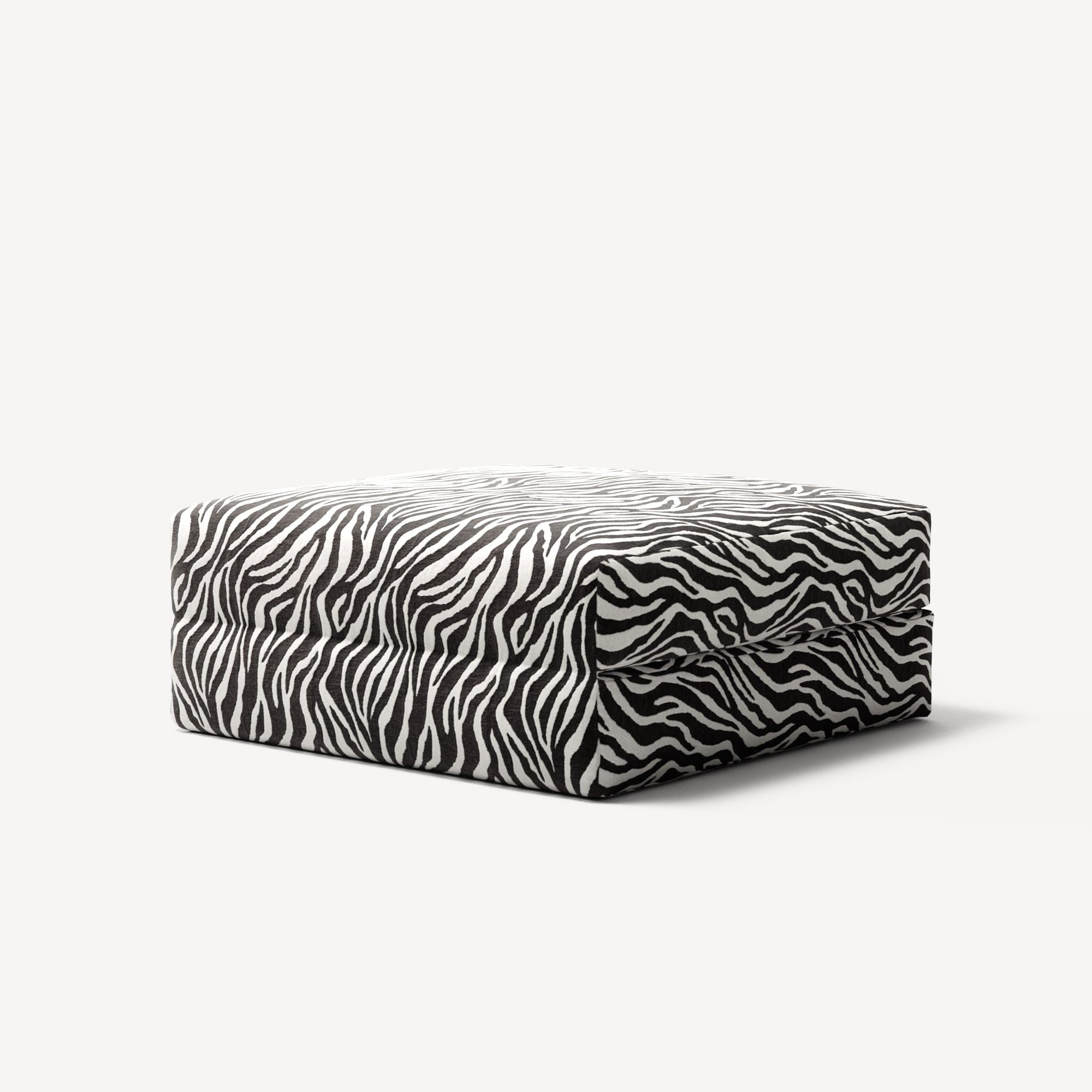 LUNA - Pouf - Chenille Jacquard Zebra Black White