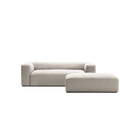 MONOLITH - 2 Seater with Pouf - Micro Chenille Grey Cream