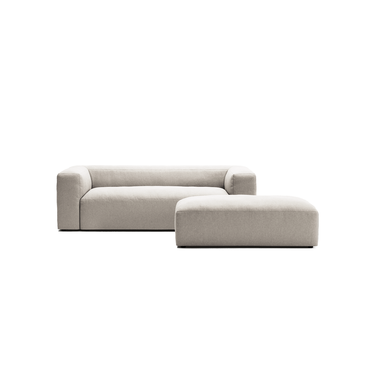 MONOLITH - 2 Seater with Pouf - Micro Chenille Grey Cream
