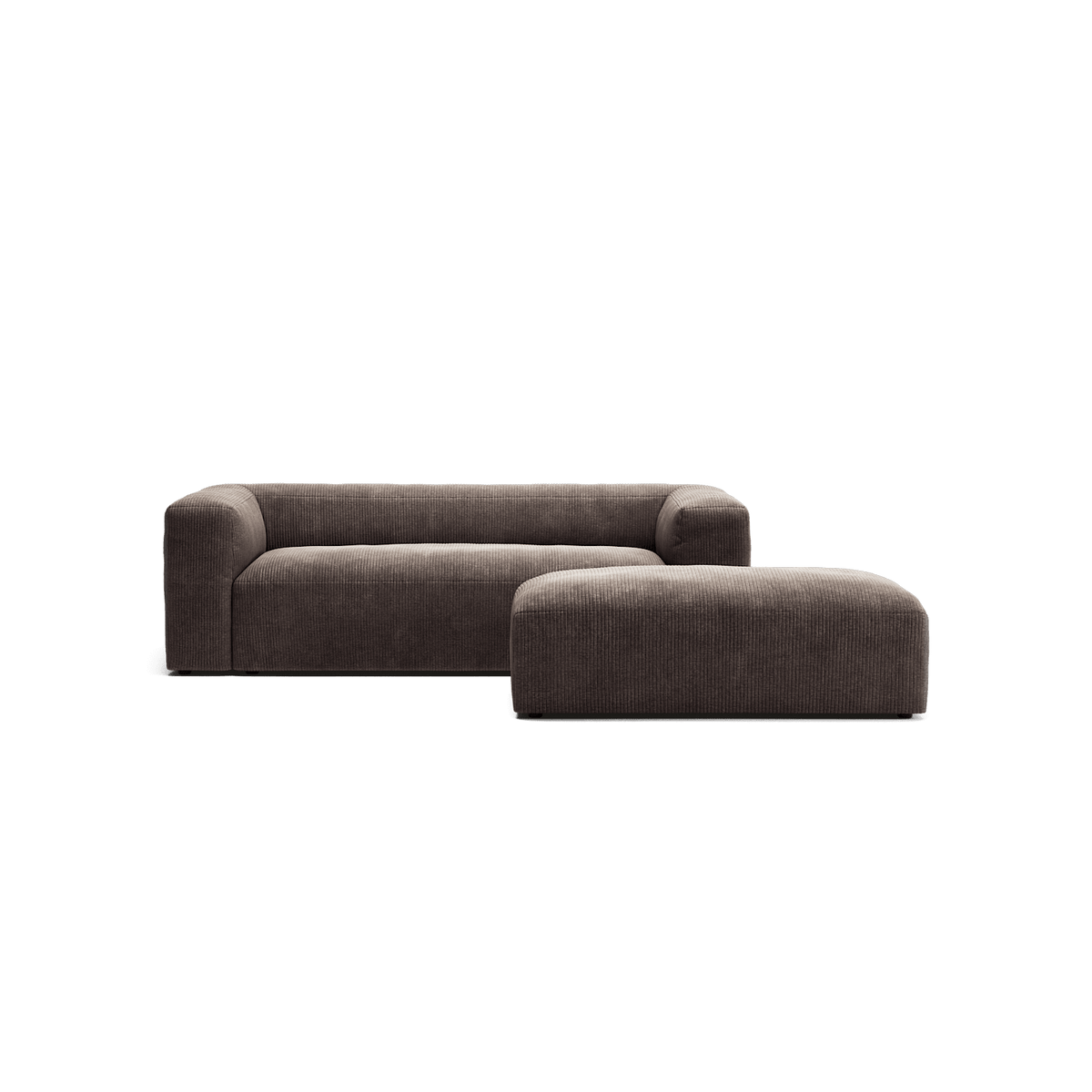 MONOLITH - 2 Seater with Pouf - Bold Corduroy Dark Brown