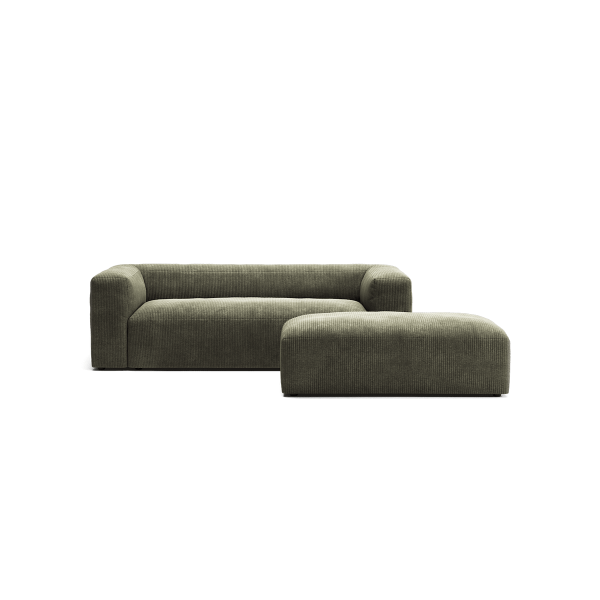 MONOLITH - 2 Seater with Pouf - Bold Corduroy Moss Green