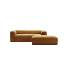 MONOLITH - 2 Seater with Pouf - Bold Corduroy Burnt Orange