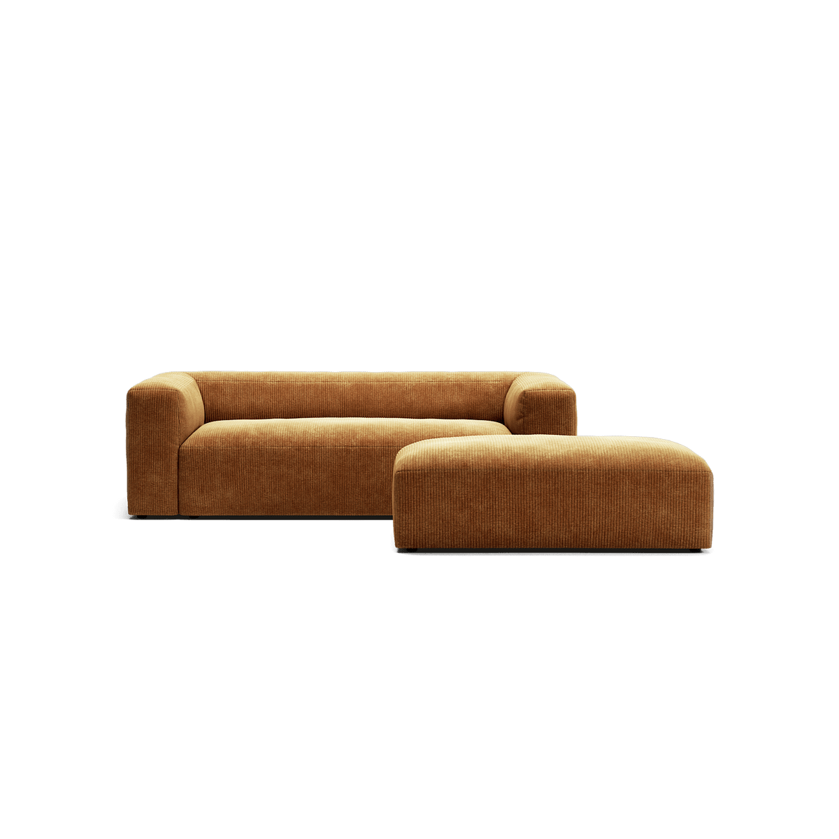 MONOLITH - 2 Seater with Pouf - Bold Corduroy Burnt Orange