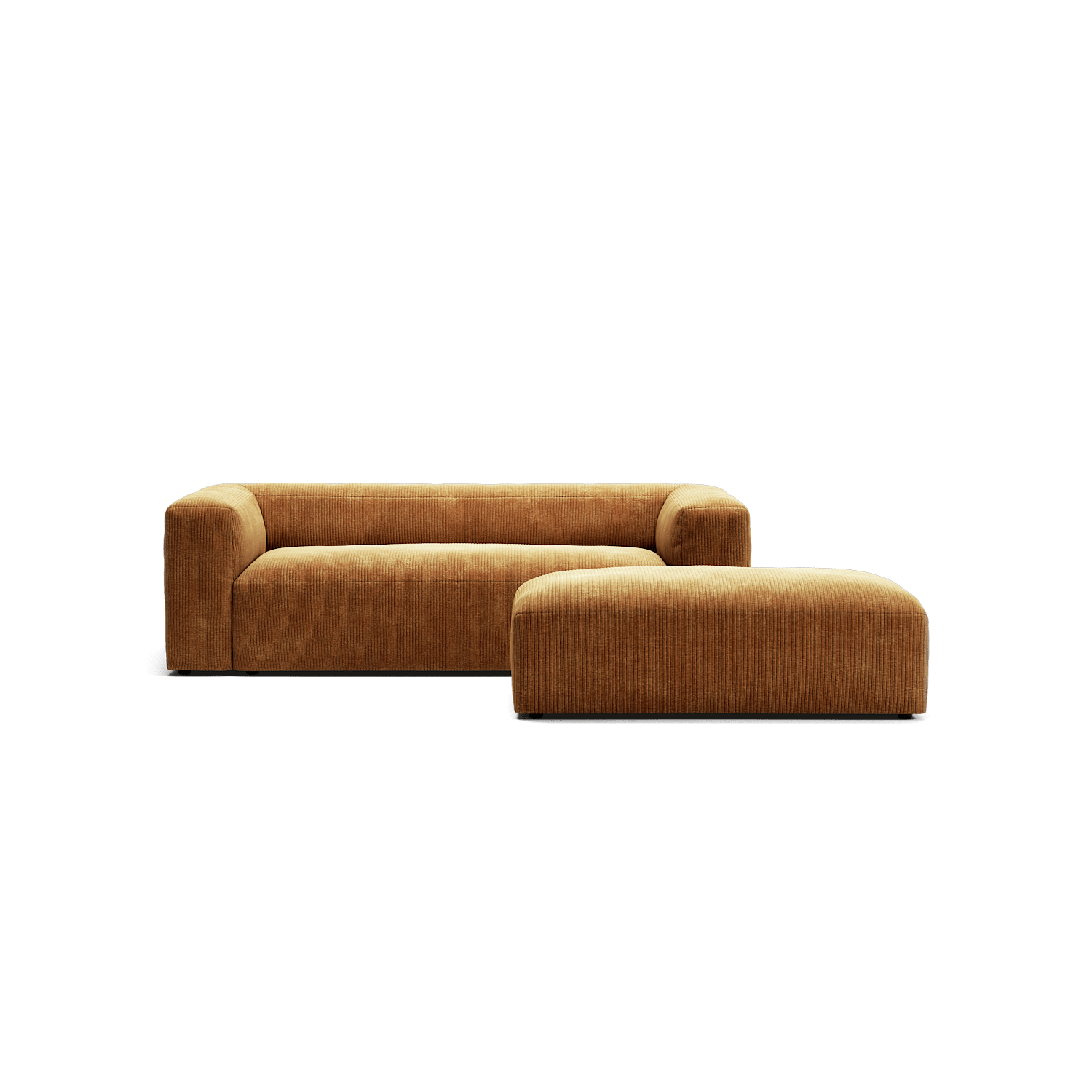 MONOLITH - 2 Seater with Pouf - Bold Corduroy Burnt Orange