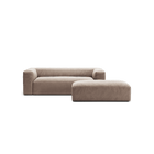 MONOLITH - 2 Seater with Pouf - Soft Matte Velvet Warm Beige