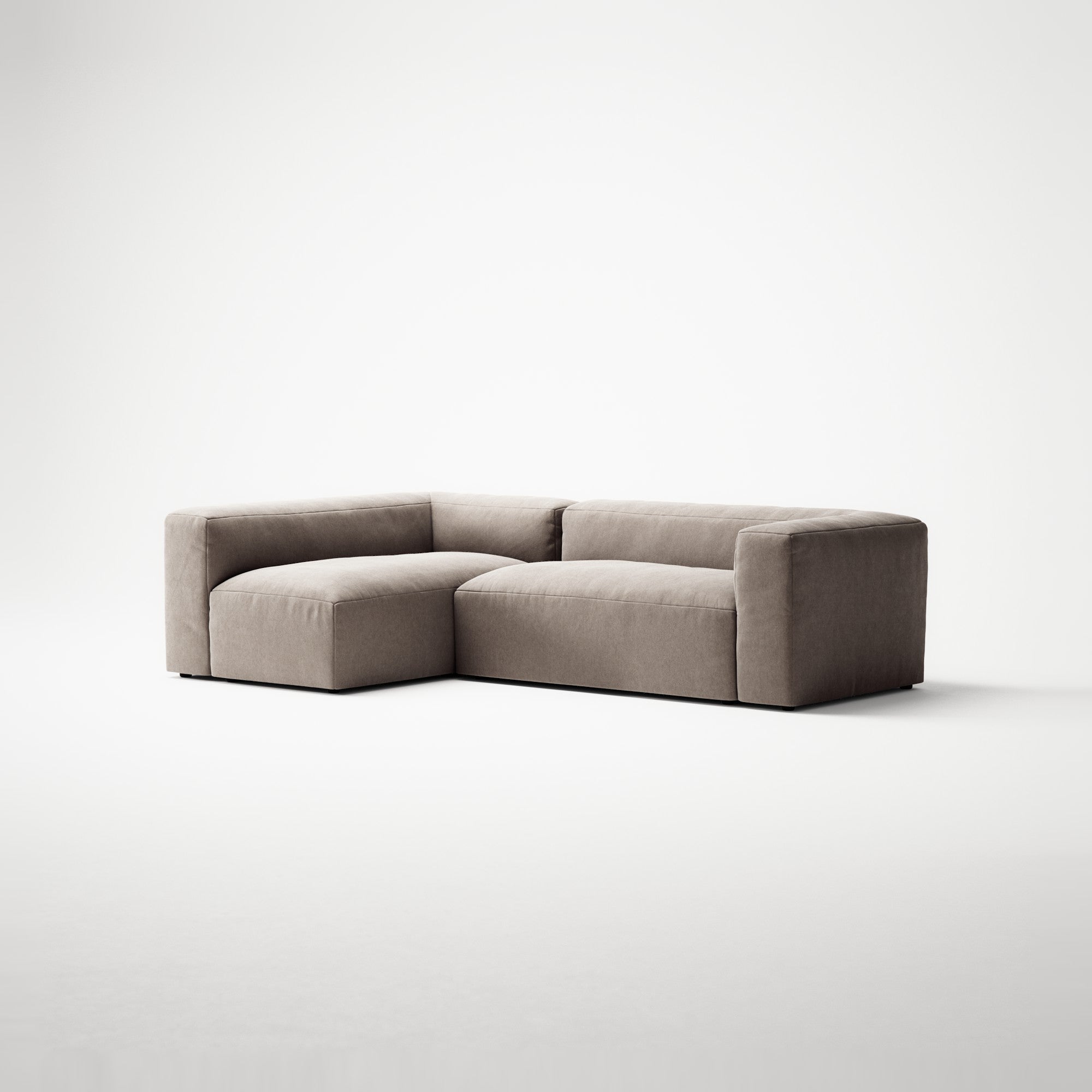 MONOLITH - 3 Seater with Chaise Lounge - Left - Micro Chenille Stone Beige