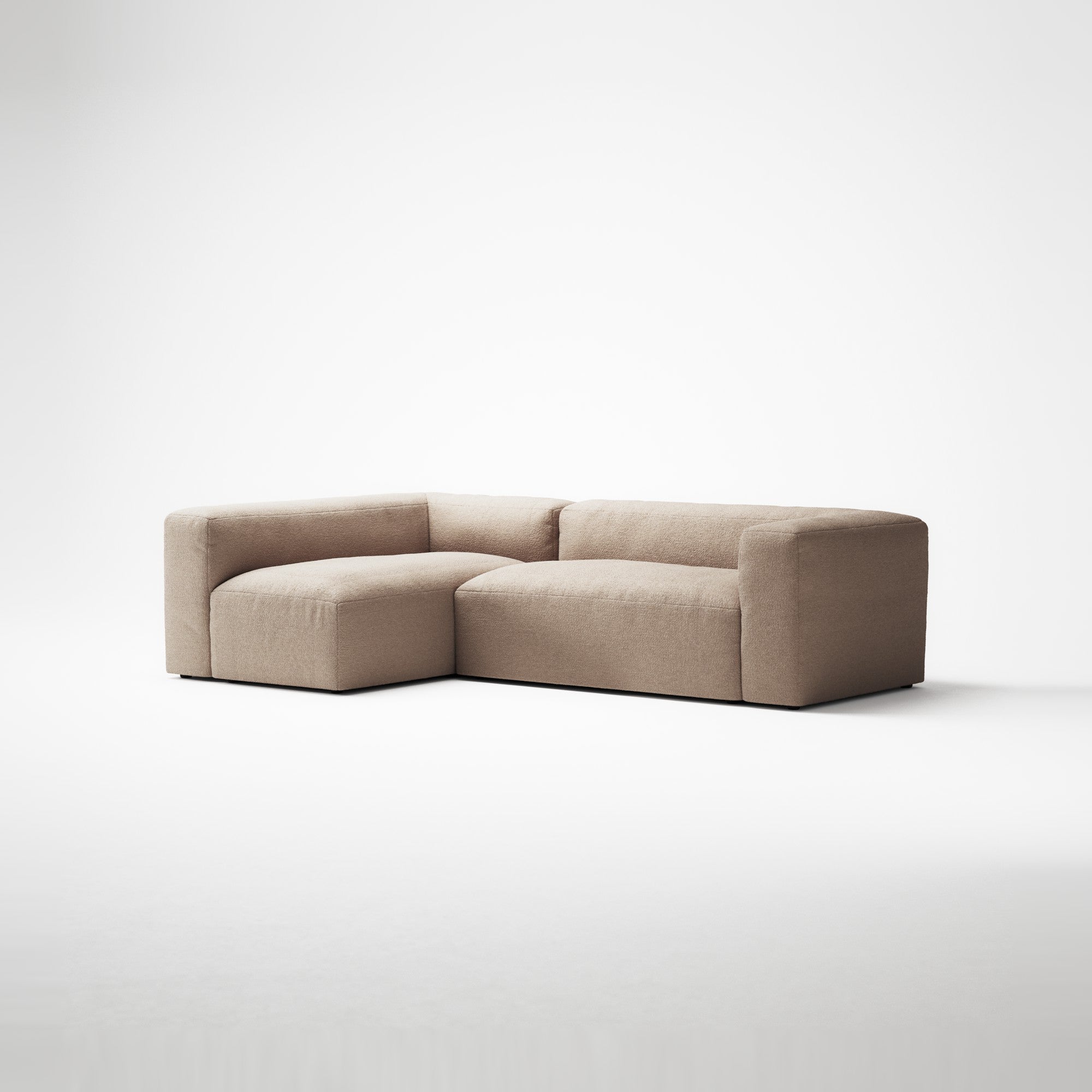 MONOLITH - 3 Seater with Chaise Lounge - Left - Glint Bouclé Chalk Pink