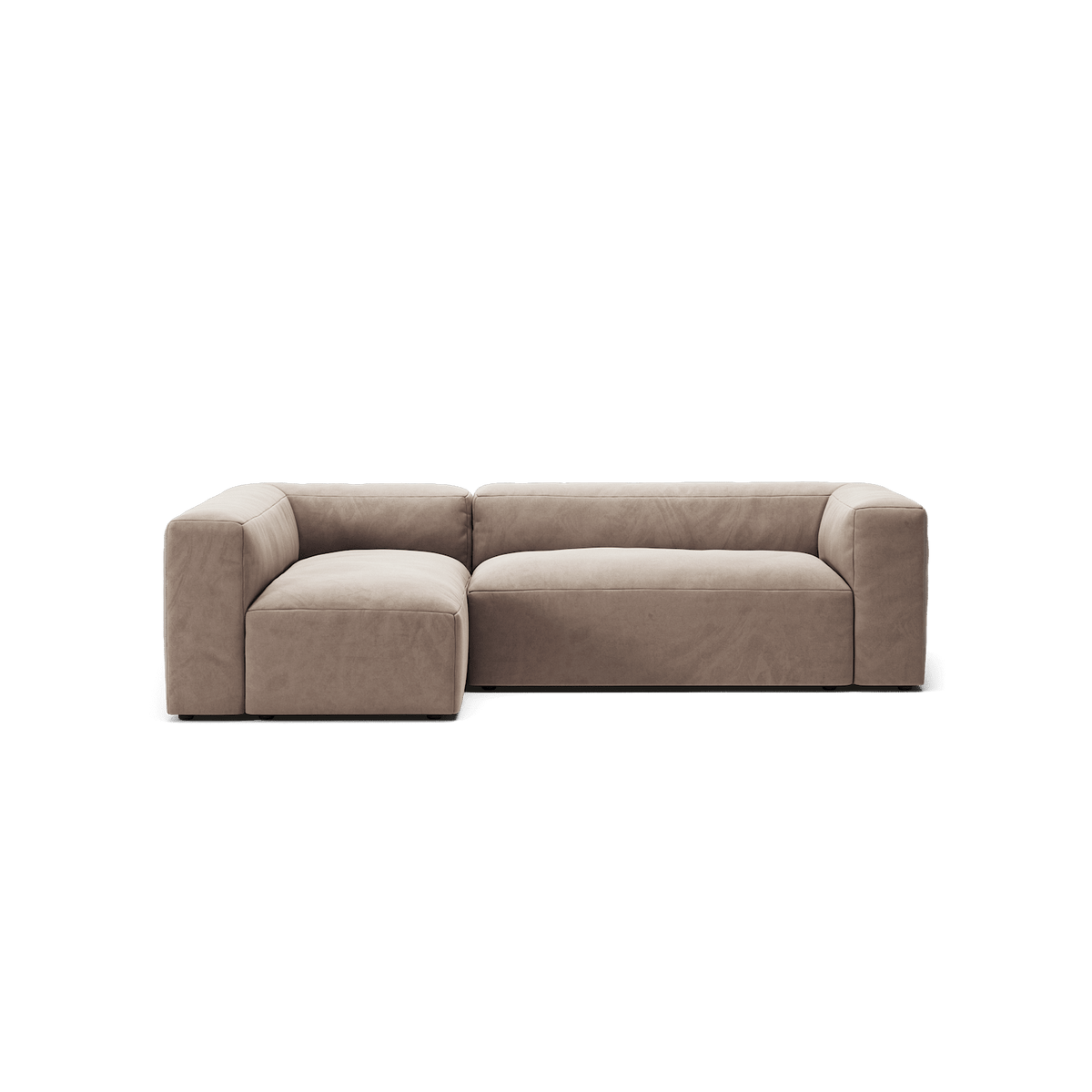 MONOLITH - 3 Seater with Chaise Lounge - Left - Soft Matte Velvet Warm Beige