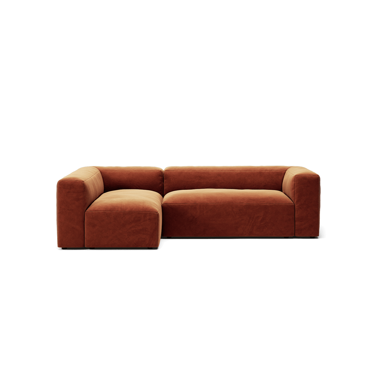 MONOLITH - 3 Seater with Chaise Lounge - Left - Soft Matte Velvet Rust Orange
