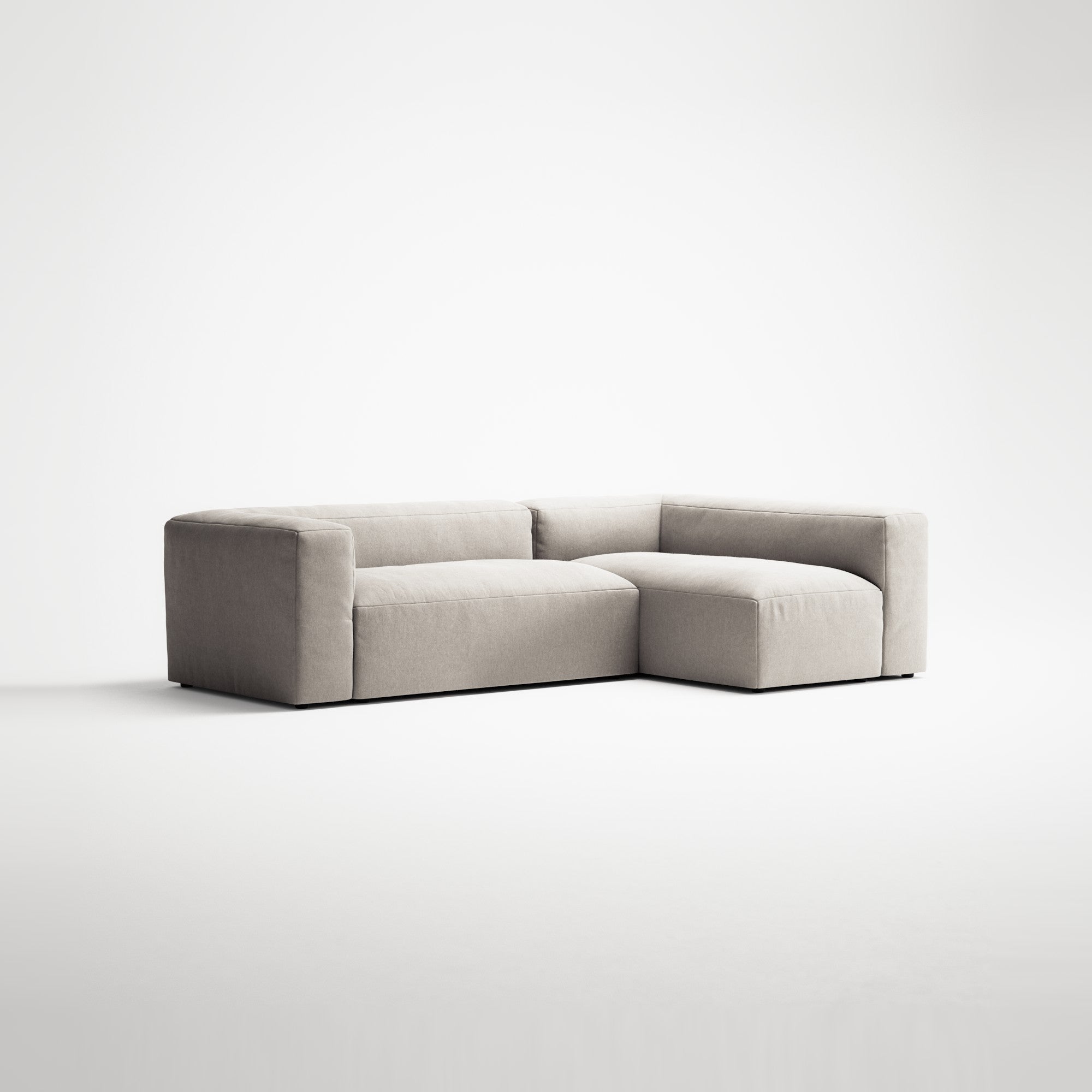 MONOLITH - 3 Seater with Chaise Lounge - Right - Micro Chenille Grey Cream