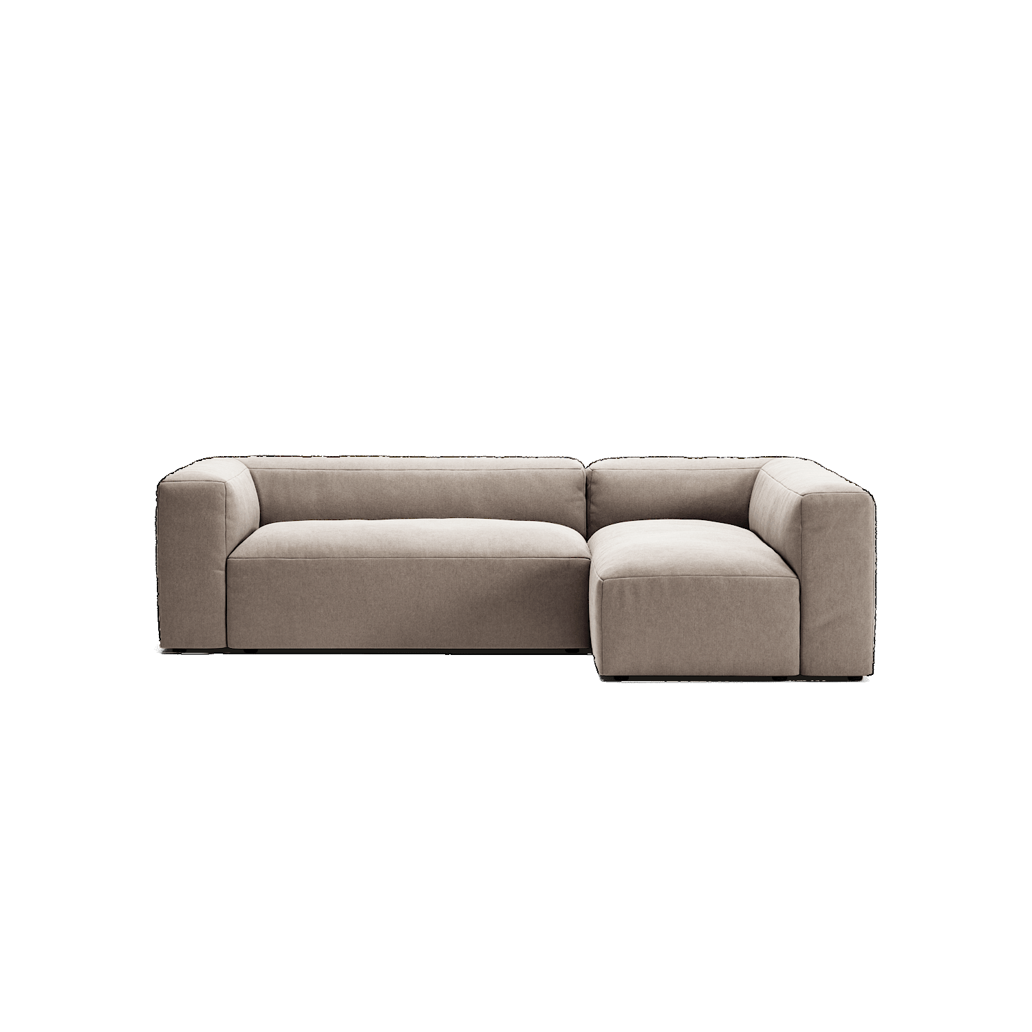 MONOLITH - 3 Seater with Chaise Lounge - Right - Micro Chenille Stone Beige