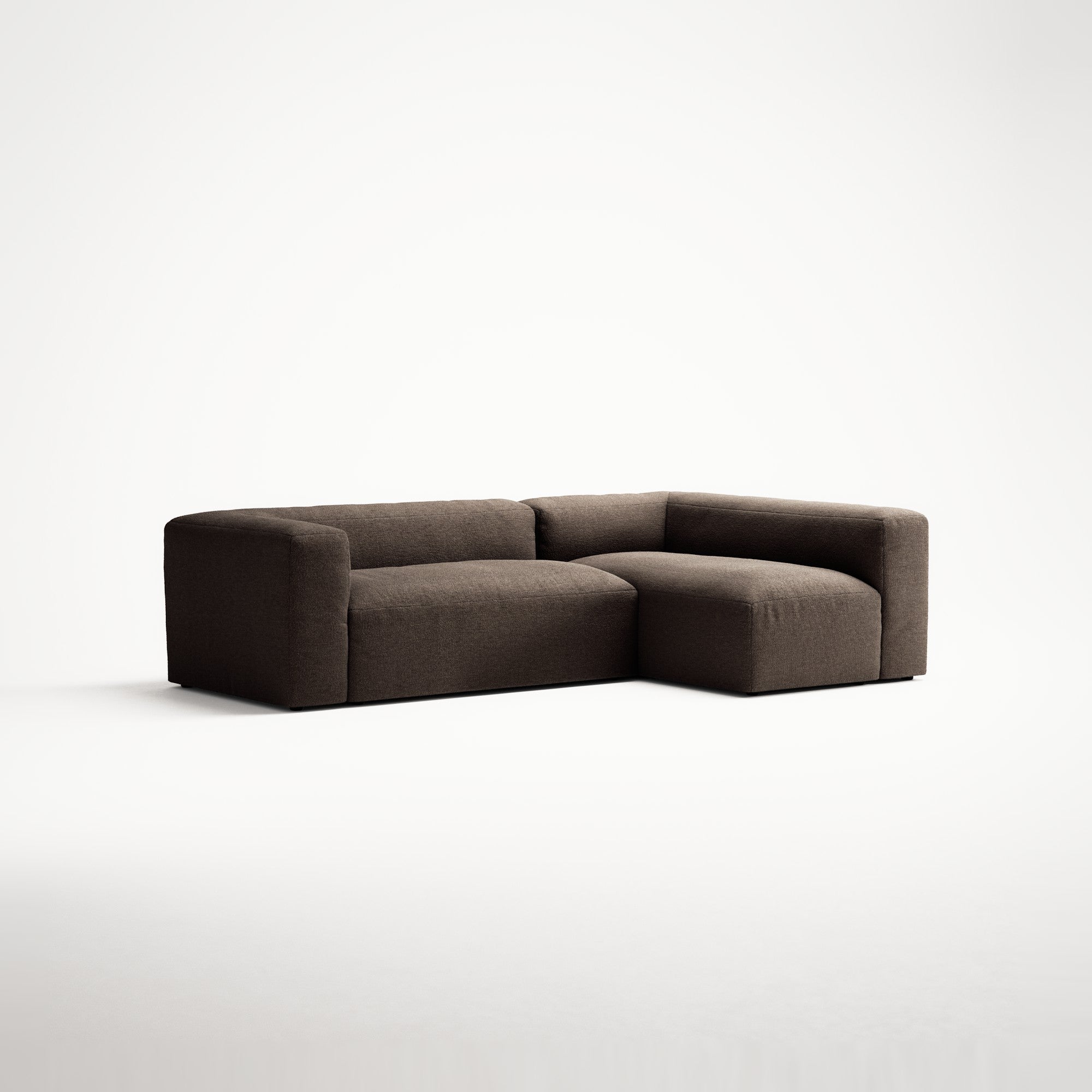 MONOLITH - 3 Seater with Chaise Lounge - Right - Glint Bouclé Dark Brown