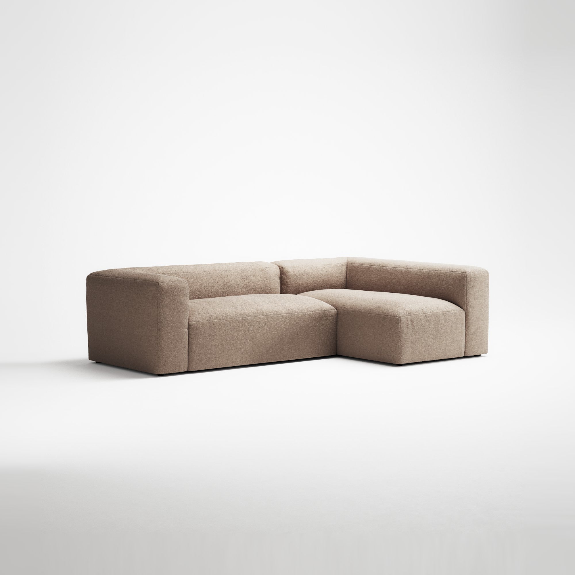 MONOLITH - 3 Seater with Chaise Lounge - Right - Glint Bouclé Chalk Pink