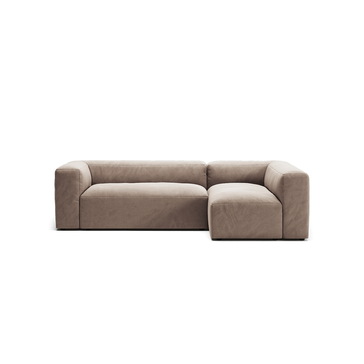 MONOLITH - 3 Seater with Chaise Lounge - Right - Soft Matte Velvet Warm Beige