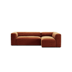 MONOLITH - 3 Seater with Chaise Lounge - Right - Soft Matte Velvet Rust Orange