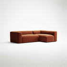 MONOLITH - 3 Seater with Chaise Lounge - Right - Soft Matte Velvet Rust Orange