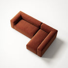 MONOLITH - 3 Seater with Chaise Lounge - Right - Soft Matte Velvet Rust Orange