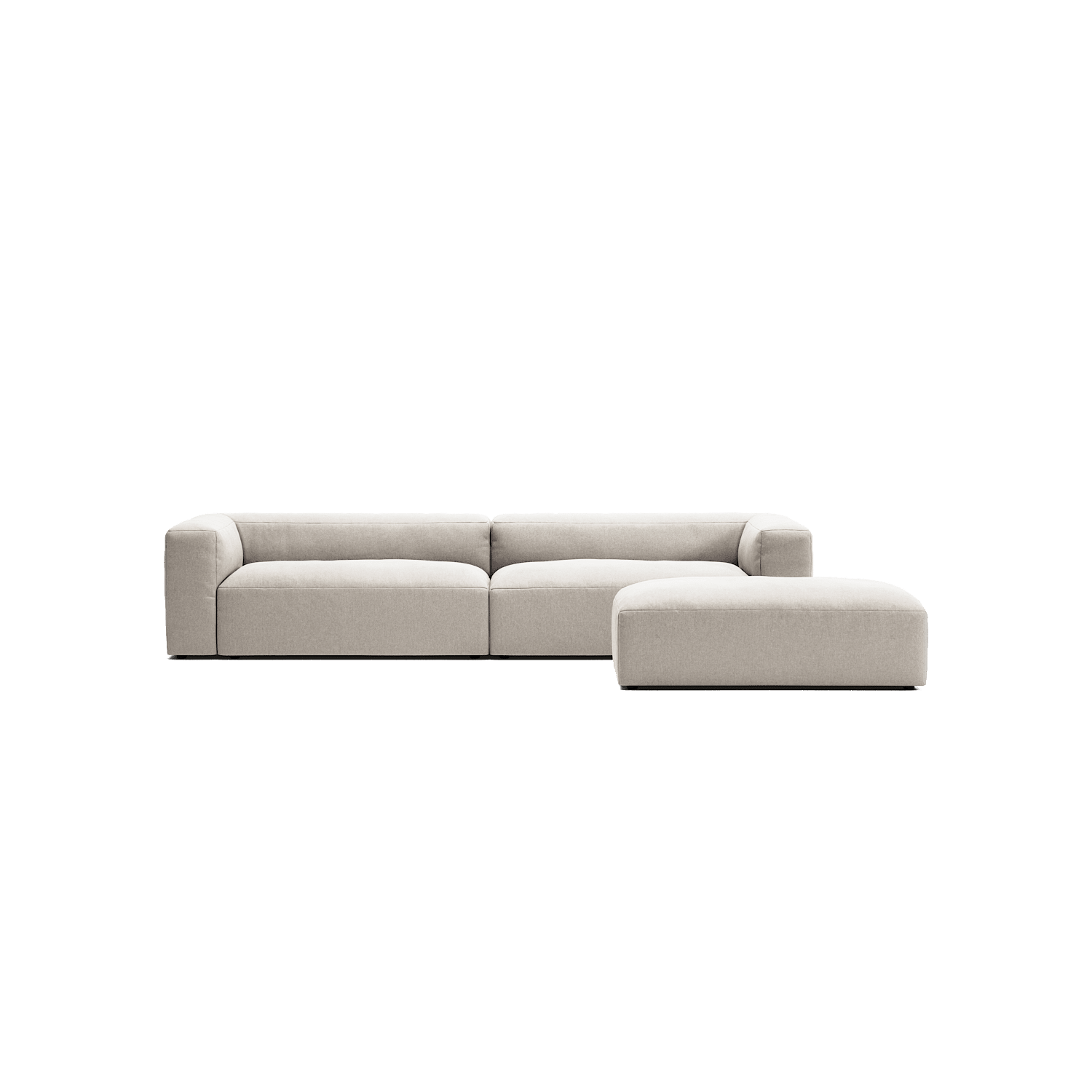 MONOLITH - 4 Seater with Pouf - Micro Chenille Grey Cream