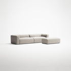 MONOLITH - 4 Seater with Pouf - Micro Chenille Grey Cream