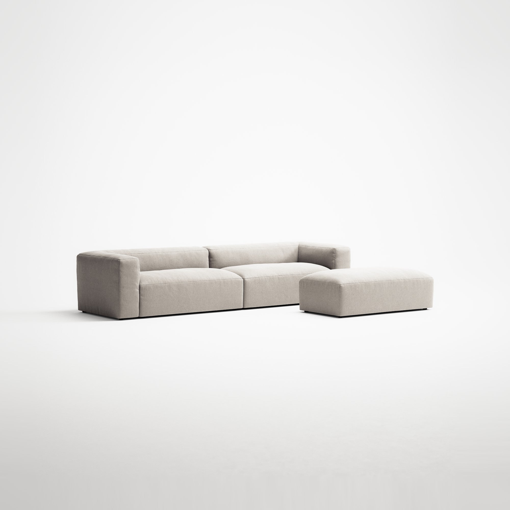 MONOLITH - 4 Seater with Pouf - Micro Chenille Grey Cream